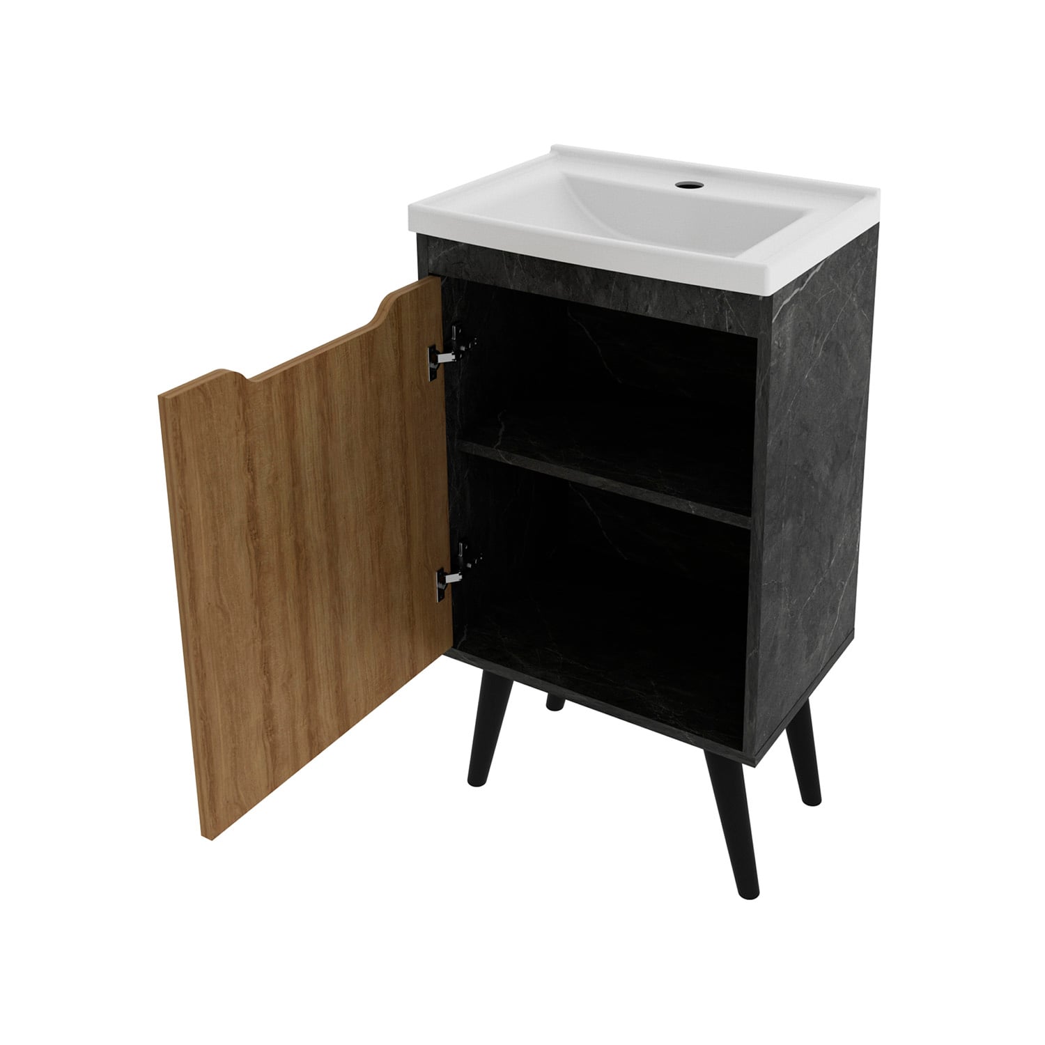 MUEBLE BAÑO TECNOMOBILI MDP 1 PUERTA C/LAVAMANOS MARMOL LUNAR BN3652.0102 ALMENDRA - 3