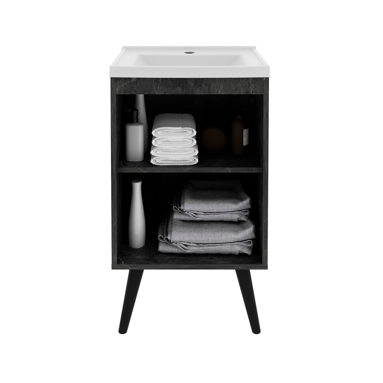 MUEBLE BAÑO TECNOMOBILI MDP 1 PUERTA C/LAVAMANOS MARMOL LUNAR BN3652.0102 ALMENDRA - 4