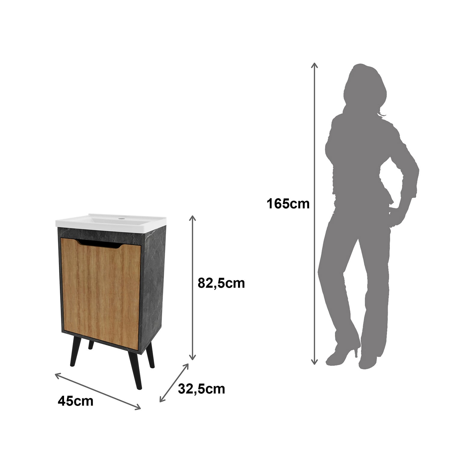 MUEBLE BAÑO TECNOMOBILI MDP 1 PUERTA C/LAVAMANOS MARMOL LUNAR BN3652.0102 ALMENDRA - 8