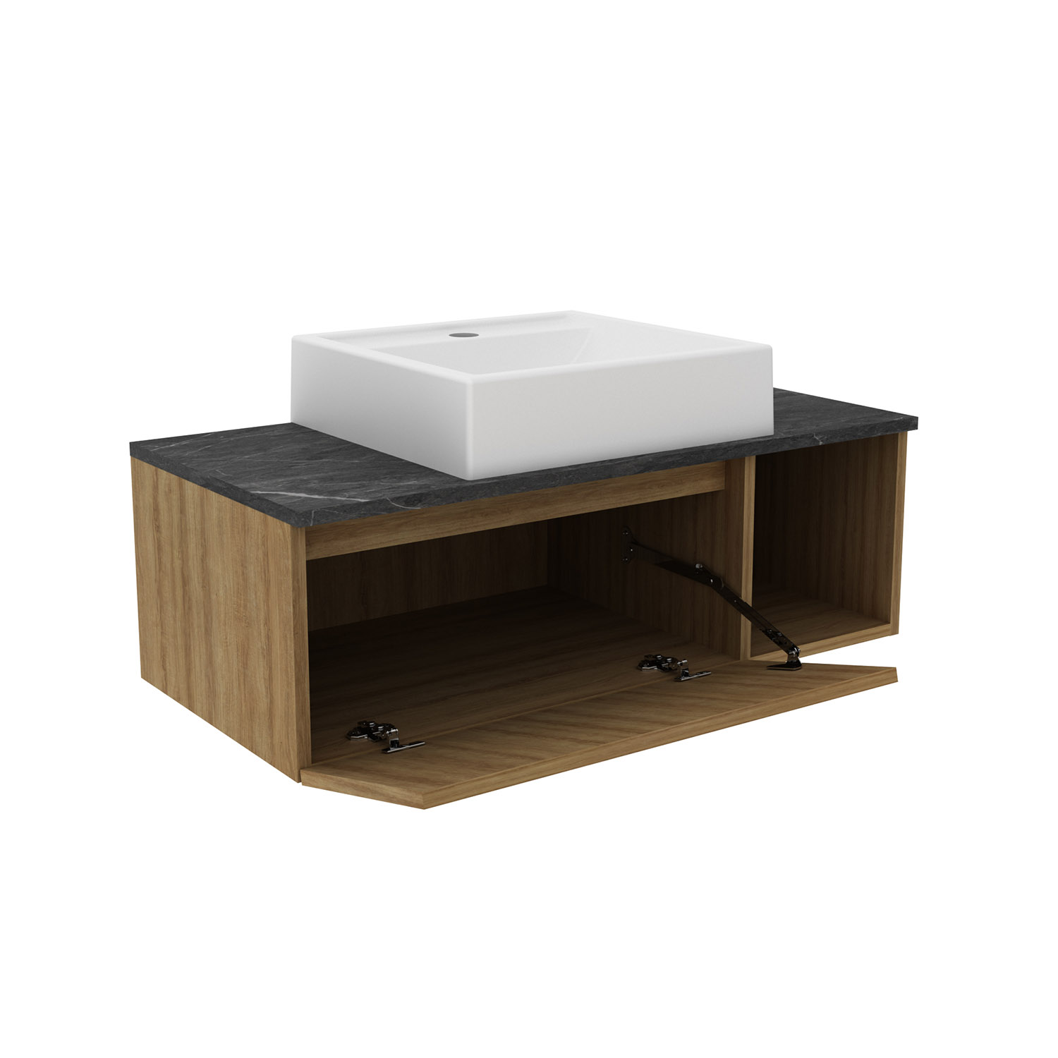 MUEBLE BAÑO AEREO 1 PUERTA CON LAVAMANOS ALMENDRA/MARMOL BN3601.0104 - 2