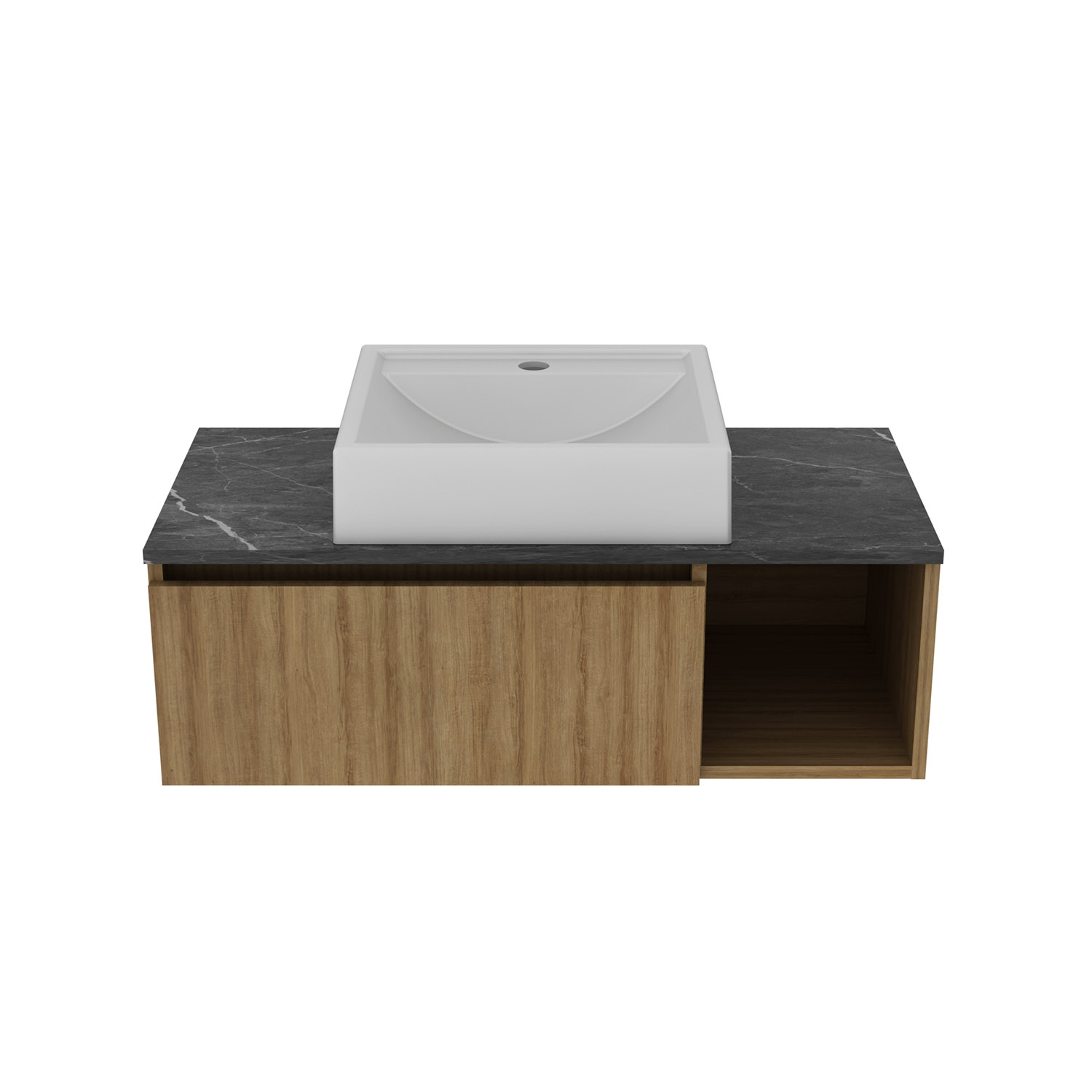 MUEBLE BAÑO AEREO 1 PUERTA CON LAVAMANOS ALMENDRA/MARMOL BN3601.0104 - 3