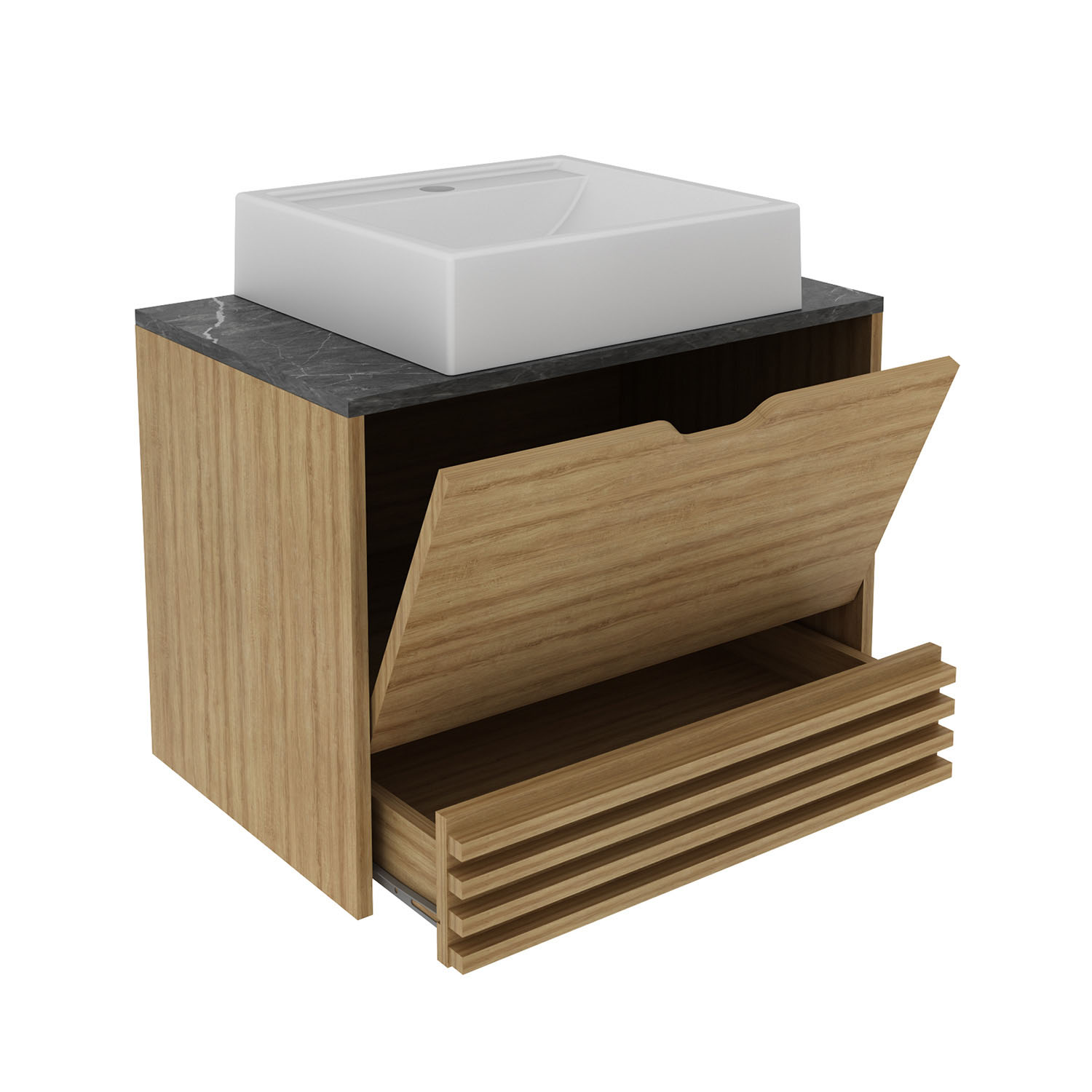 MUEBLE BAÑO AEREO 1 PUERTA 1 CAJÓN CON LAVAMANOS ALM/MARMOL BN3613.0101 - 2