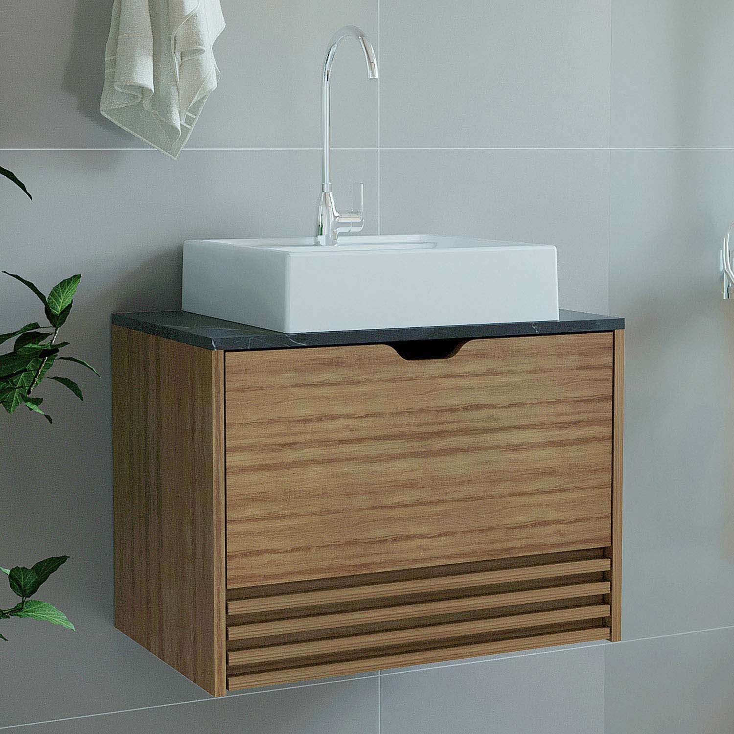MUEBLE BAÑO AEREO 1 PUERTA 1 CAJÓN CON LAVAMANOS ALM/MARMOL BN3613.0101 - 5