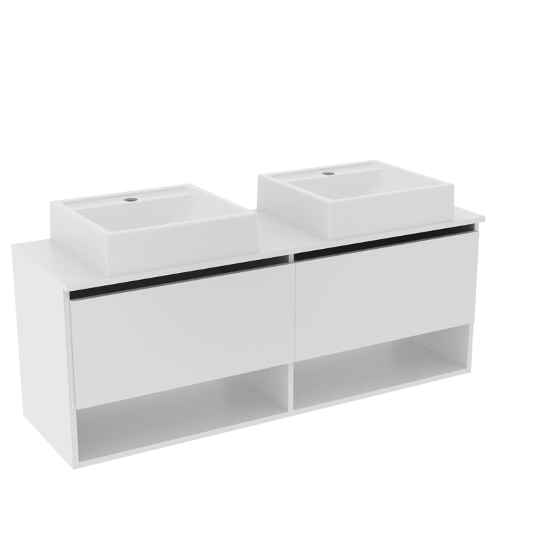 MUEBLE DE BAÑO AEREO CON 2 LAVAMANOS BLANCO BN3685.0102 - 2