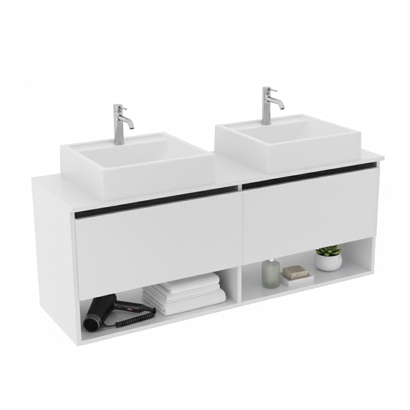 MUEBLE DE BAÑO AEREO CON 2 LAVAMANOS BLANCO BN3685.0102 - 3