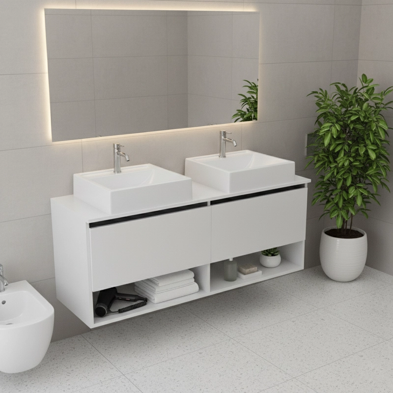 MUEBLE DE BAÑO AEREO CON 2 LAVAMANOS BLANCO BN3685.0102 - 5