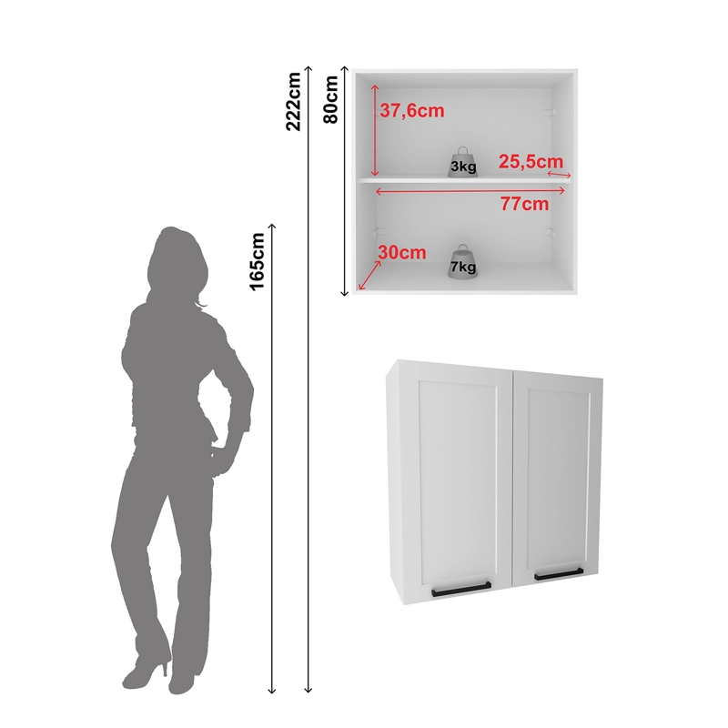 MUEBLE COCINA AEREO DE PARED 2 PUERTAS BLANCO GRAZI 80 CM TM1314.0001 - 3