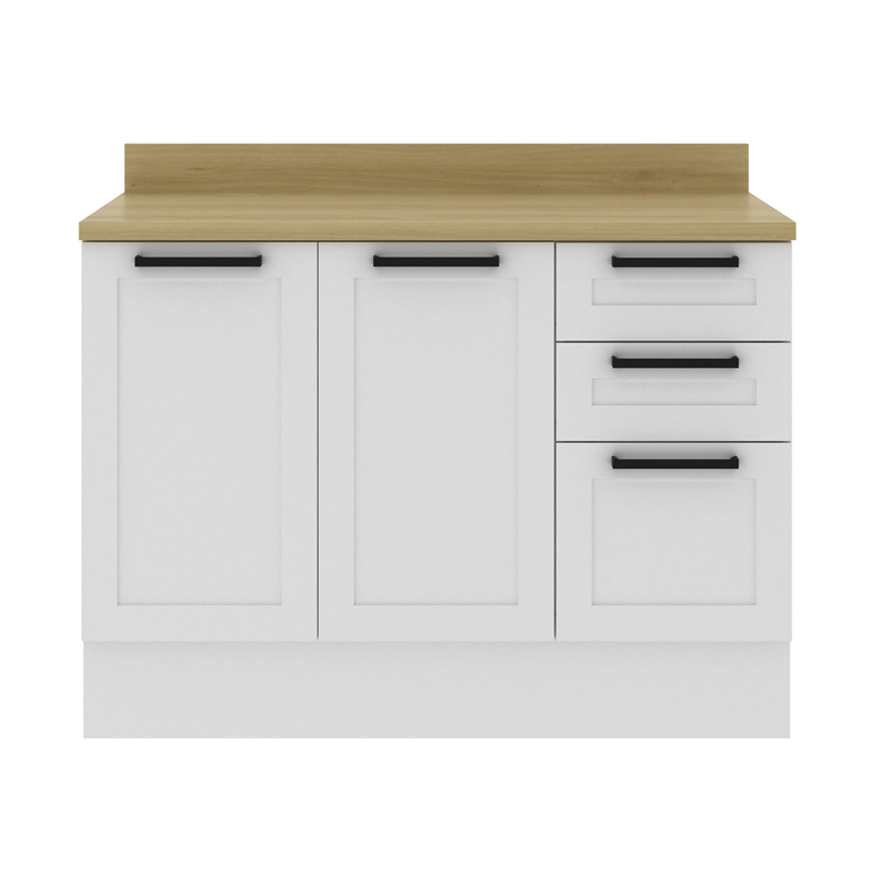 MUEBLE BASE COCINA 2 PUERTAS 3 CAJONES BLANCO/ALMENDRA GRAZI 120 CM CZ4300 - 1