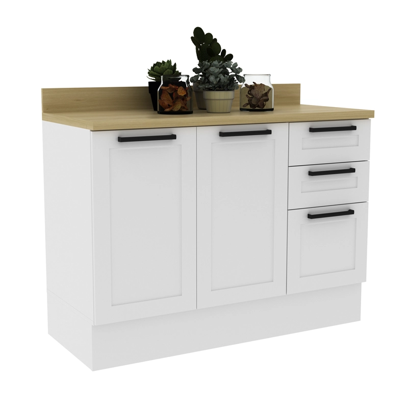 MUEBLE BASE COCINA 2 PUERTAS 3 CAJONES BLANCO/ALMENDRA GRAZI 120 CM CZ4300 - 3