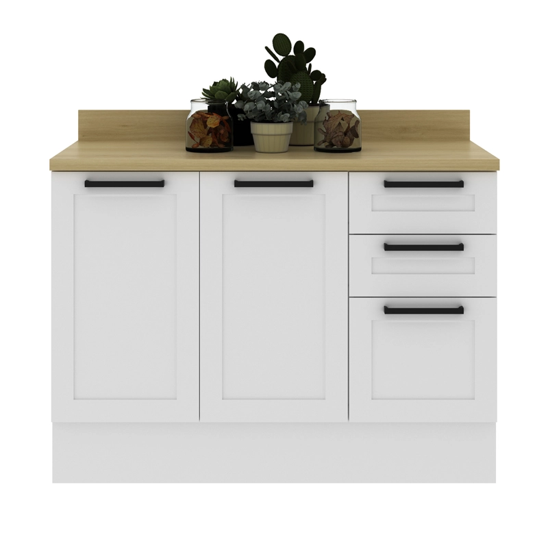 MUEBLE BASE COCINA 2 PUERTAS 3 CAJONES BLANCO/ALMENDRA GRAZI 120 CM CZ4300 - 4