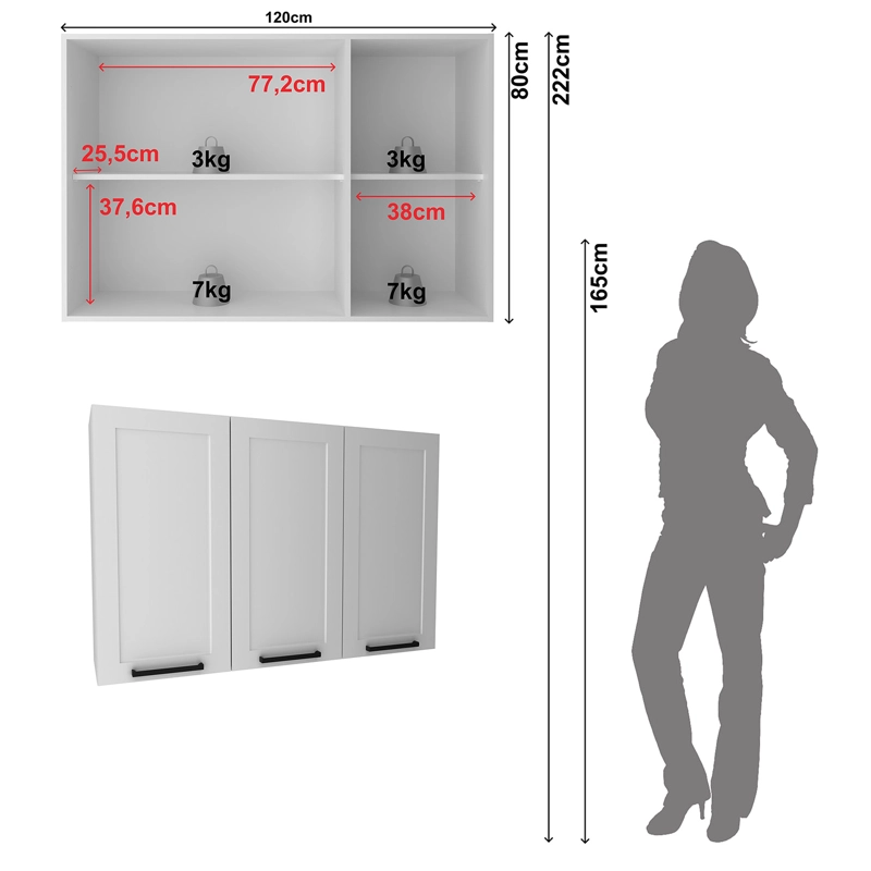 MUEBLE COCINA AEREO DE PARED 3 PUERTAS BLANCO GRAZI 1,20 TM1310.0001 - 5