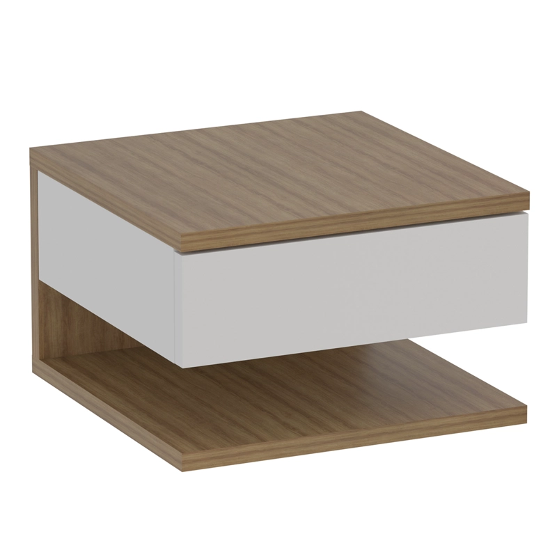 VELADOR 1 CAJON FLOTANTE ALMENDRA/ BLANCO - 1