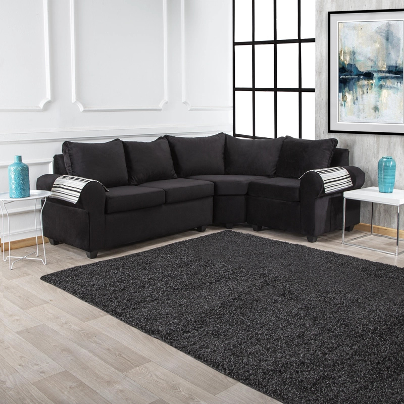SOFÁ SECC. MUEBLES MPR CALAFATE 5 CUERPOS FELPA NEGRO - 1
