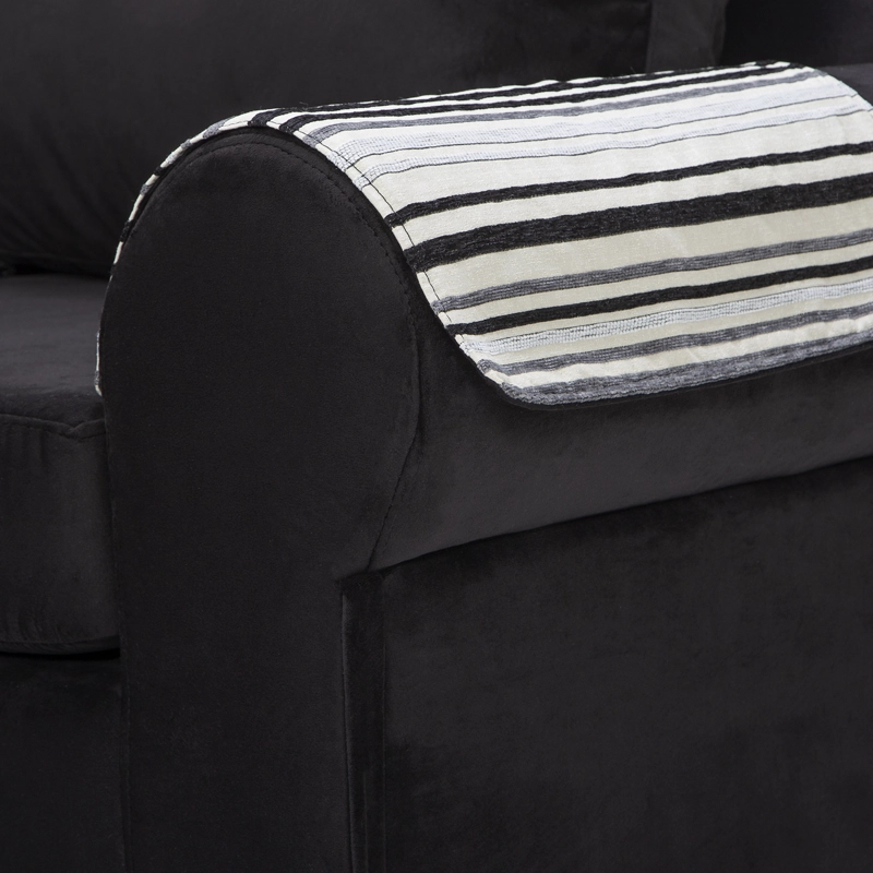 SOFÁ SECC. MUEBLES MPR CALAFATE 5 CUERPOS FELPA NEGRO - 5