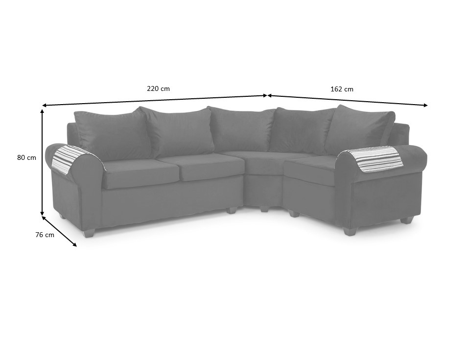SOFÁ SECC. MUEBLES MPR CALAFATE 5 CUERPOS FELPA NEGRO - 7