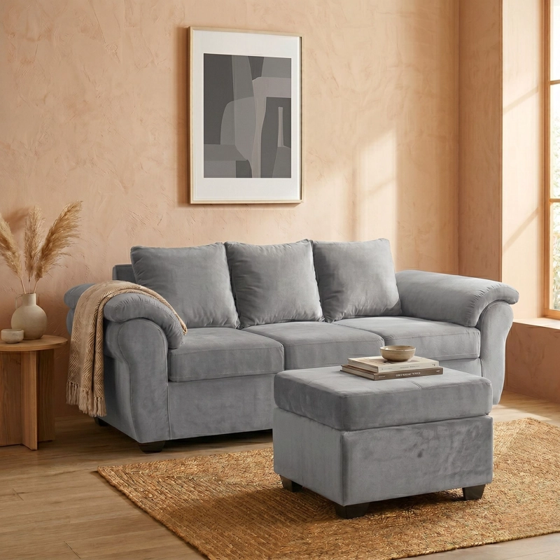 SOFA EZEIZA + POUF FELPA - 1