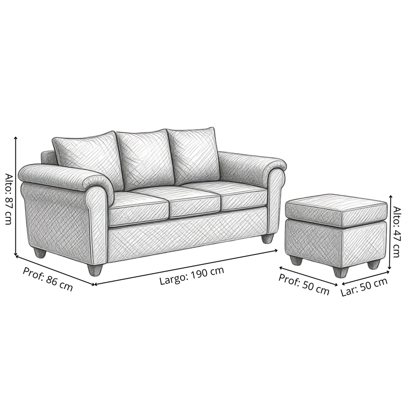 SOFA EZEIZA + POUF FELPA - 7