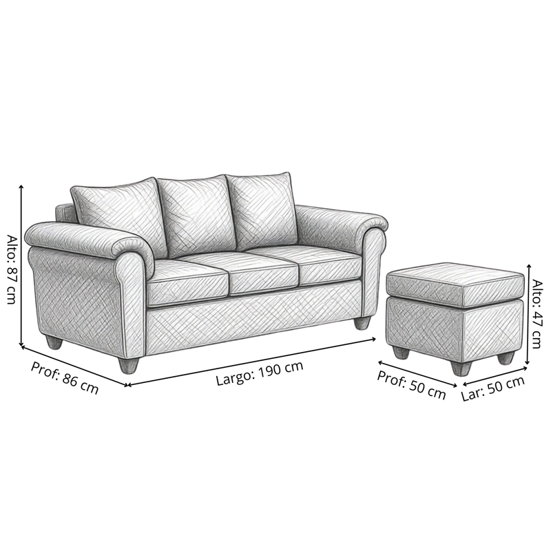 SOFA EZEIZA + POUF FELPA - 7