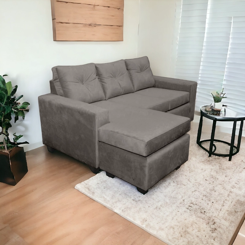SOFÁ MUEBLES MPR AZALEA 3 CUERPOS FELPA SECCIONAL CALIPSO - 1