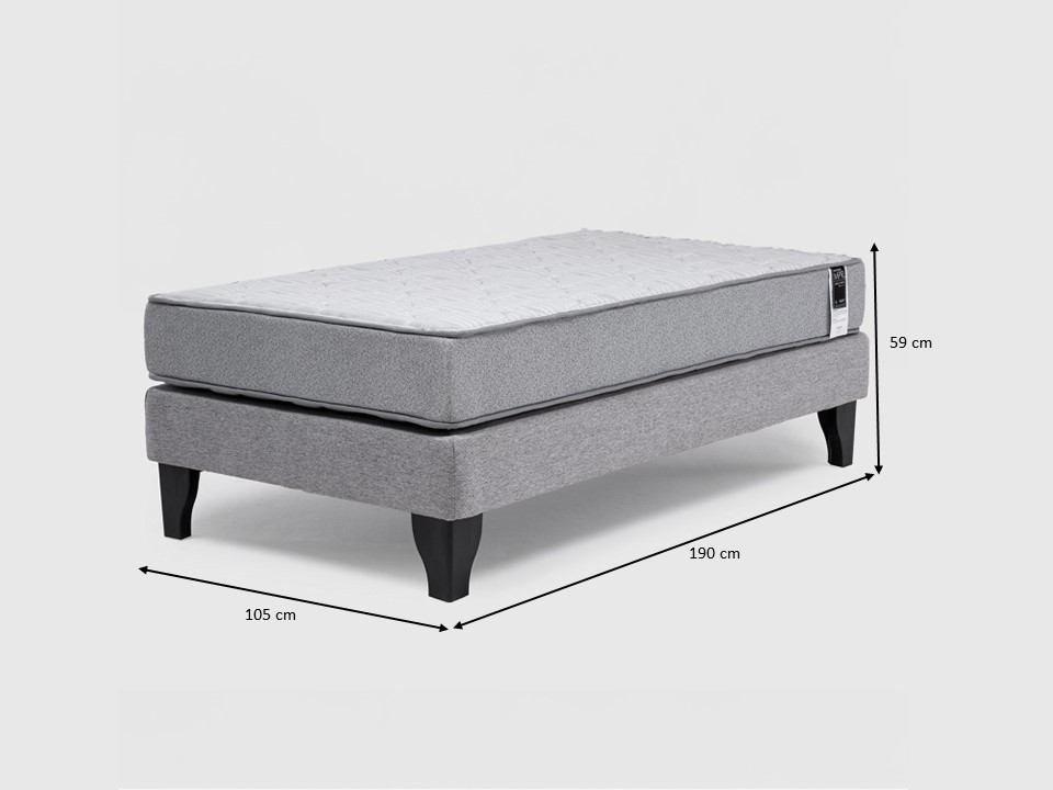 CAMA EUROPEA FEEL 1.5 PLAZA TELA GRIS - 5