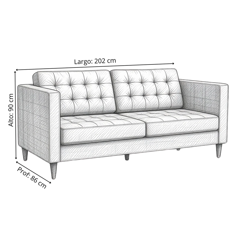 SOFA 3 CUERPOS SIENA FELPA - 6