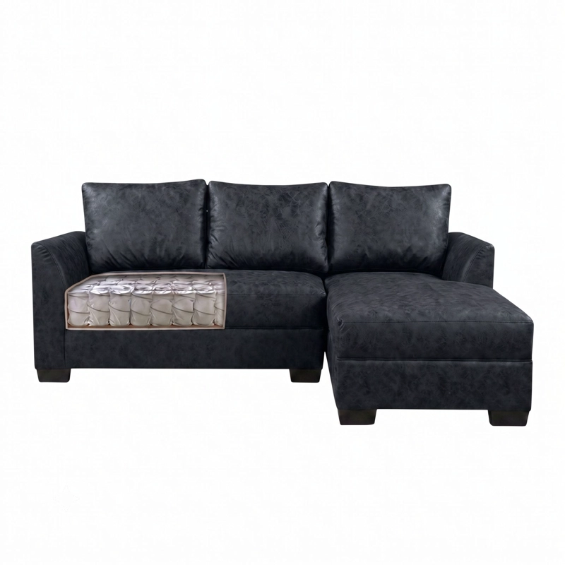 SILLON SECCIONAL DENVER EN L TELA ASPECTO CUERO - DERECHO - 2
