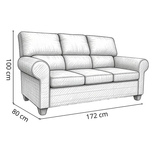 SOFA 3 CUERPOS BOSTON FELPA - 6