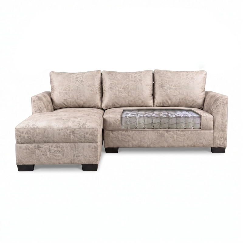 SILLON SECCIONAL DENVER EN L TELA ASPECTO CUERO - IZQUIERDO - 2