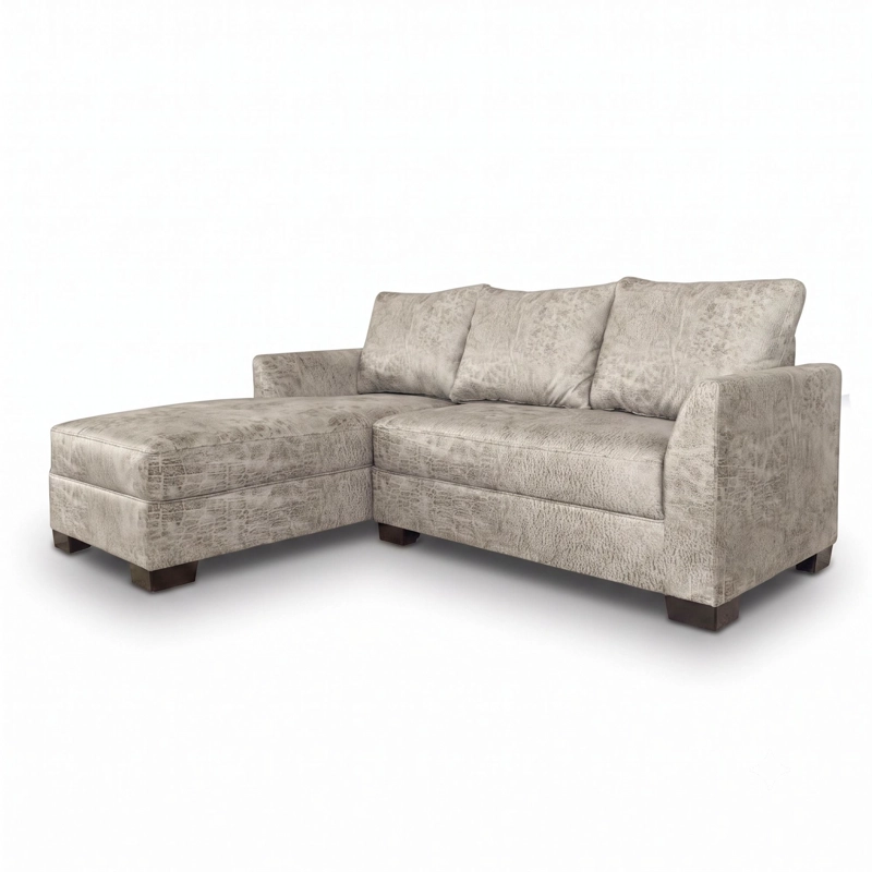SILLON SECCIONAL DENVER EN L TELA ASPECTO CUERO - IZQUIERDO - 4