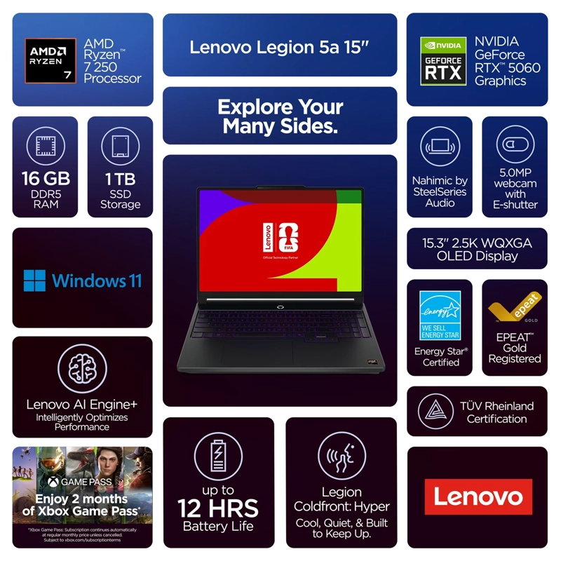 NOTEBOOK GAMER LENOVO LEGION 15.3' (RYZEN 7, RTX 5060, 16GB, 1TB) - 6