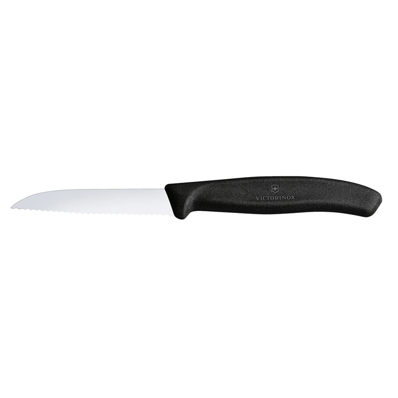 CUCHILLO DE COCINA CLÁSICO SUIZO DENTADO COLOR NEGRO. HOJA 8 CM. VICTORINOX - 1