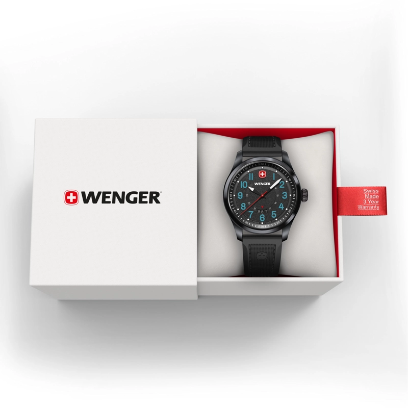RELOJ WENGER HOMBRE TERRAGRAPH 43 MM CORREA SILICONA NEGRO - 3