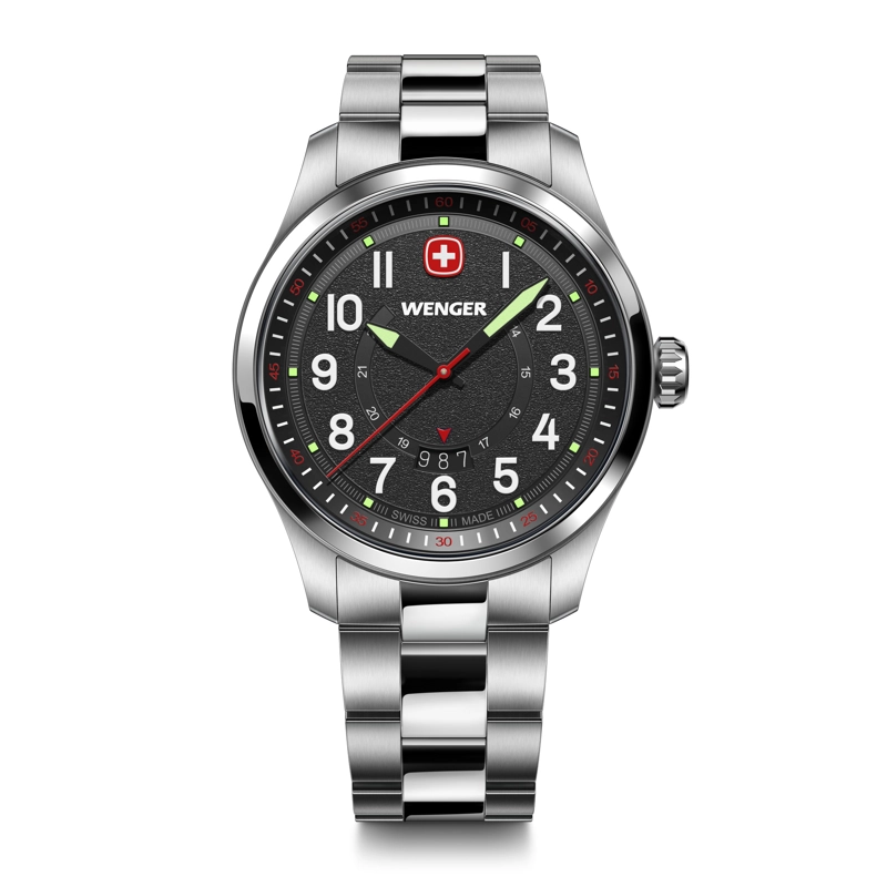 RELOJ WENGER HOMBRE TERRAGRAPH DIAL NEGRO 43 MM CORREA ACERO - 1
