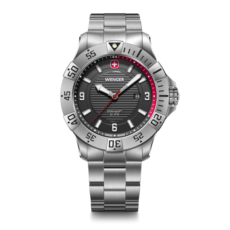RELOJ DE PULSERA WENGER SEAFORCE CORREA ACERO INOX, DIAL NEGRO 43 MM - 1