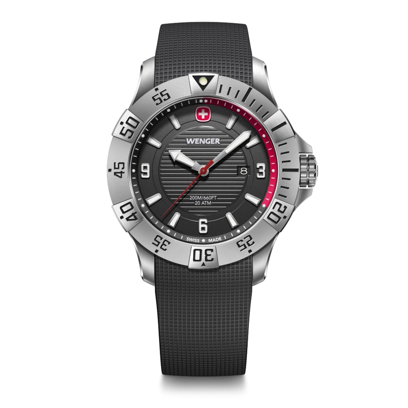 RELOJ DE PULSERA WENGER SEAFORCE CORREA SILICONA, DIAL NEGRO 43 MM - 1