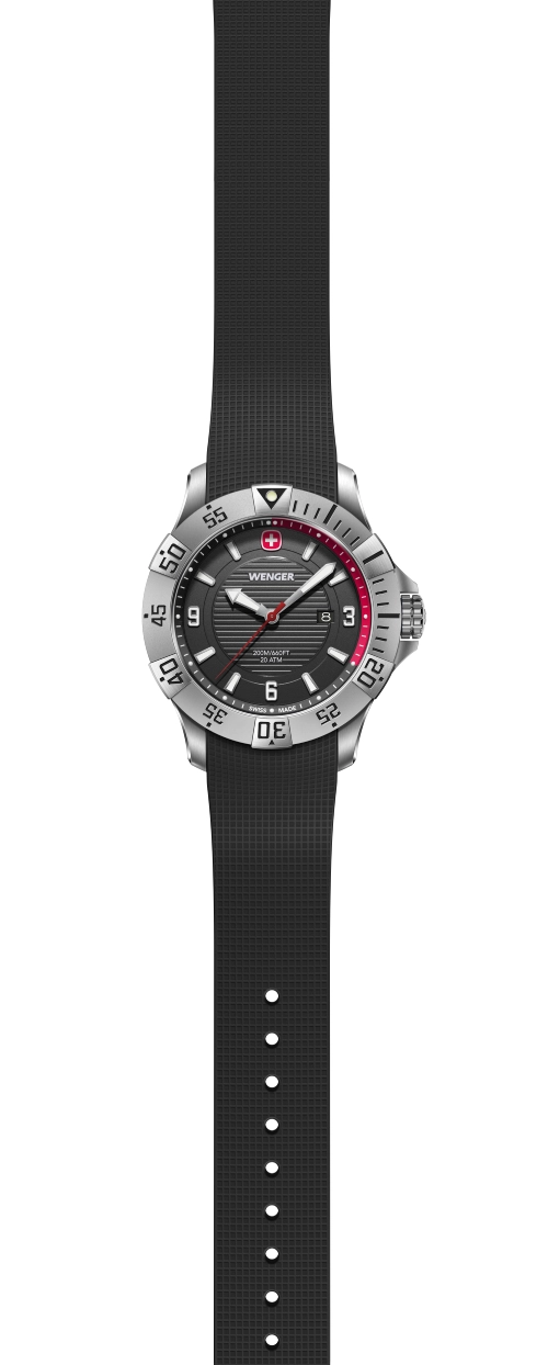 RELOJ DE PULSERA WENGER SEAFORCE CORREA SILICONA, DIAL NEGRO 43 MM - 4