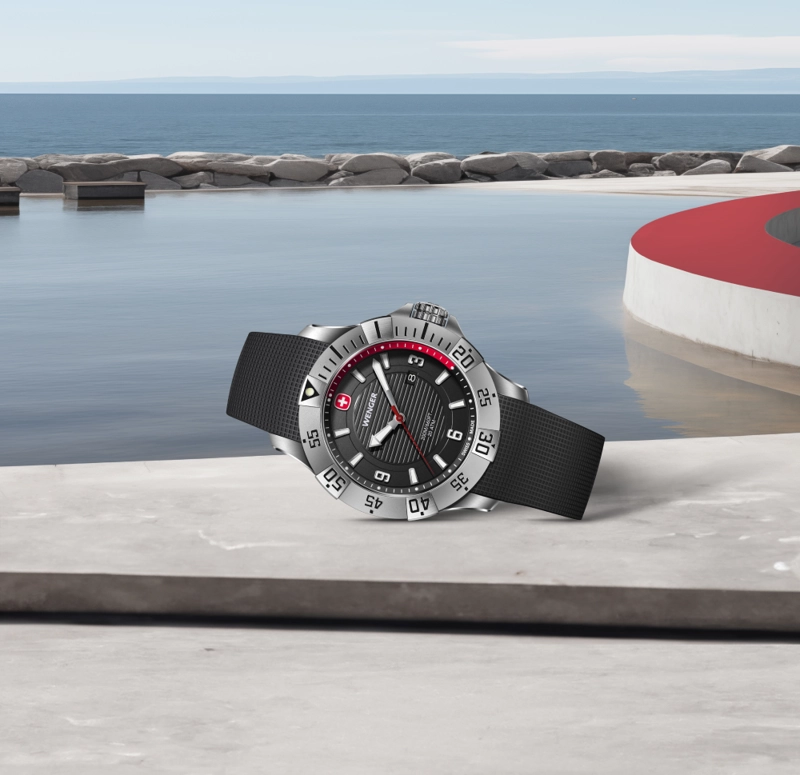 RELOJ DE PULSERA WENGER SEAFORCE CORREA SILICONA, DIAL NEGRO 43 MM - 5