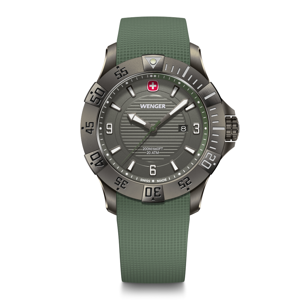 RELOJ DE PULSERA WENGER SEAFORCE CORREA SILICONA VERDE, DIAL 43 MM - 1