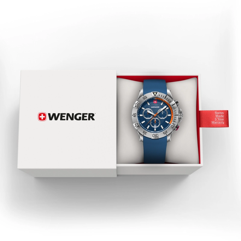 RELOJ DE PULSERA WENGER SEAFORCE CHRONO CORREA SILICONA AZUL, DIAL AZUL 43 MM - 3
