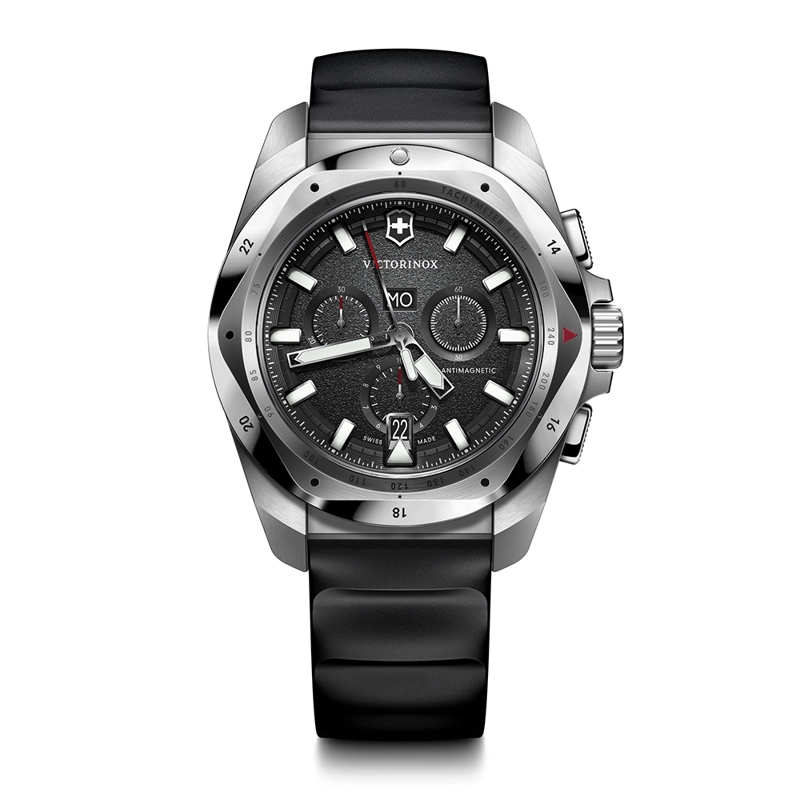 RELOJ DE PULSERA VICTORINOX INOX CHRONO 43 MM CORREA CAUCHO DIAL NEGRO - 1