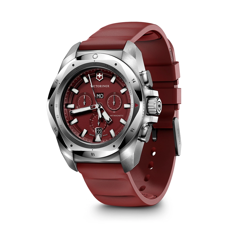 RELOJ DE PULSERA VICTORINOX INOX CHRONO 43 MM CORREA CAUCHO DIAL ROJO - 2