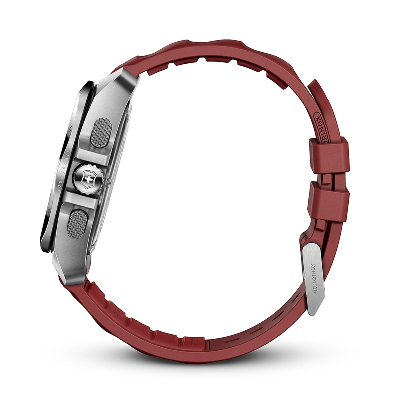RELOJ DE PULSERA VICTORINOX INOX CHRONO 43 MM CORREA CAUCHO DIAL ROJO - 3
