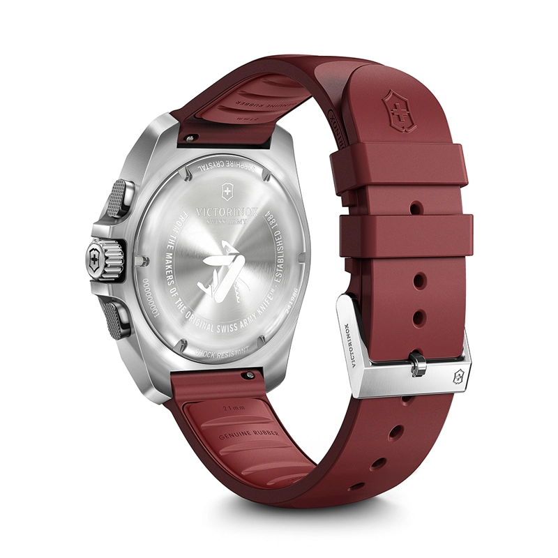 RELOJ DE PULSERA VICTORINOX INOX CHRONO 43 MM CORREA CAUCHO DIAL ROJO - 5