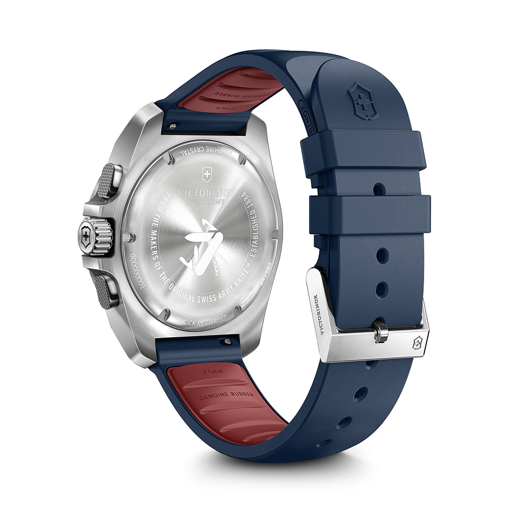 RELOJ DE PULSERA VICTORINOX INOX CHRONO 43 MM CORREA CAUCHO DIAL AZUL - 5