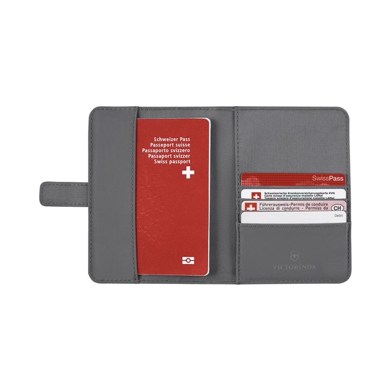 PORTA PASAPORTE CON PROTECCIÓN RFID GRIS VICTORINOX - 4