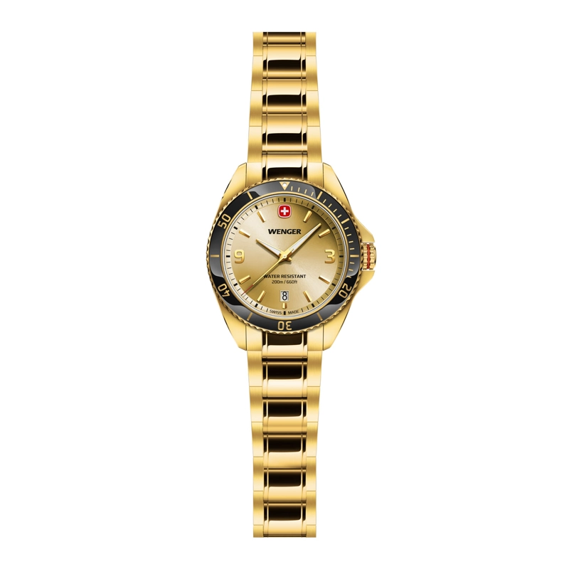 RELOJ EXECUTIVE DORADO CORREA DE ACERO WENGER - 2