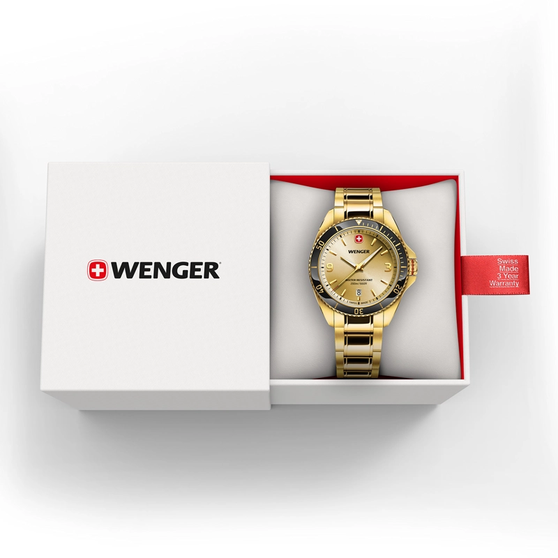 RELOJ EXECUTIVE DORADO CORREA DE ACERO WENGER - 4