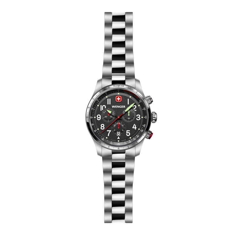 RELOJ TERRAGRAPH CHRONO NEGRO CORREA DE ACERO WENGER - 2