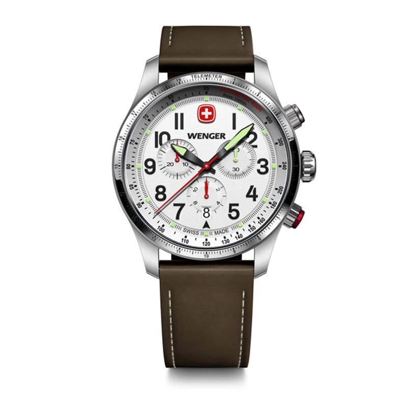 RELOJ TERRAGRAPH CHRONO BLANCO CORREA DE CUERO WENGER - 1