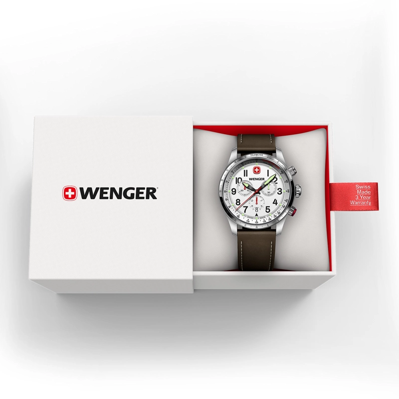 RELOJ TERRAGRAPH CHRONO BLANCO CORREA DE CUERO WENGER - 3